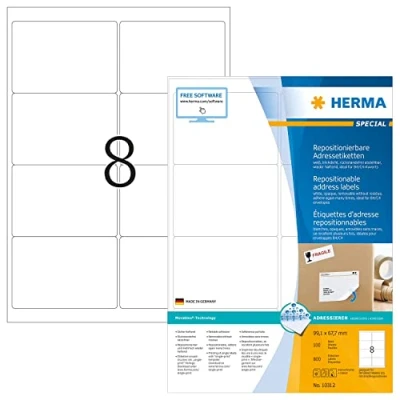 Afbeelding van Herma Ad.Etik.Movabels 99,1x67,7 100 Bl. DIN A4 800 stuks 10312