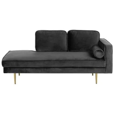 Afbeelding van Beliani MIRAMAS Chaise longue Zwart Linkerzijde Fluweel