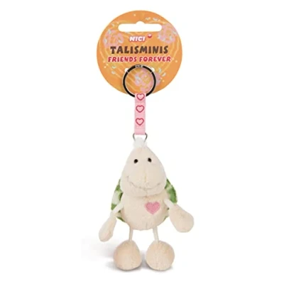 Afbeelding van sleutelhanger schildpad 7 cm wit Knuffelige dierenhanger met voor sleutelkoord, en bedel gelukstas boodschap