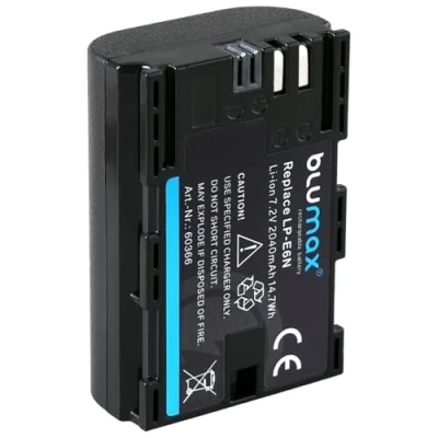 Afbeelding van Blumax Canon LP E6N LPE6N reservebatterij (echte 2040 mAh) met informatiechip compatibel XC10 XC15 EOS R RA R6 R5 R7 60D 70D 80D 90D 5D Mark I II III