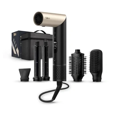 Afbeelding van Silk&#039;n Airstyler SilkyAir Flex Curly &amp; Wavy Fohnborstel, stijltang en krultang met diffuser Zwart