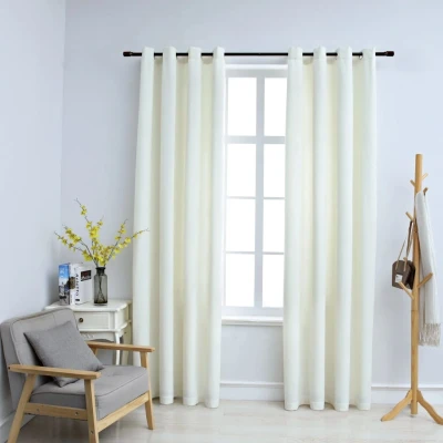 Afbeelding van Gordijn verduisterend met ringen 2 st 140x225 cm fluweel crème