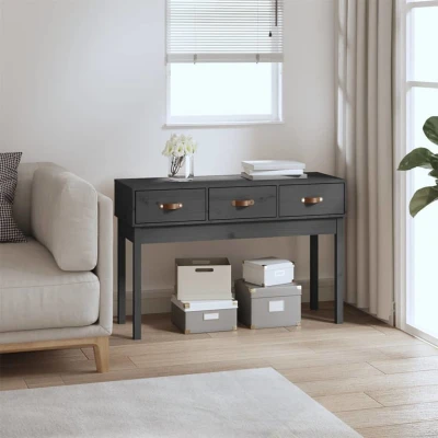 Afbeelding van Wandtafel 114x40x75 cm massief grenenhout grijs