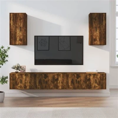 Afbeelding van vidaXL 6 delige Tv meubelset bewerkt hout gerookt eikenkleurig