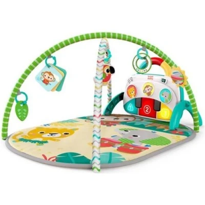 Image de BRIGHT STARTS Tapis deveil 4 en 1 Groovin KicksTM Piano + Drum Kick Gym, Evolutif, Musique Sons et Lumiere,5 jouets
