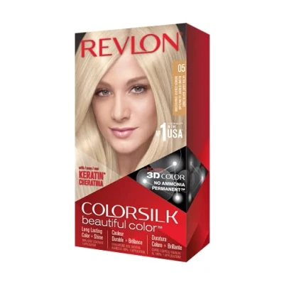 Afbeelding van Revlon Colorsilk Beautiful Color Permanente haarkleur met 3D geltechnologie en keratine, kleuring 100% dekking van wit haar, 05 ultraclair asblond