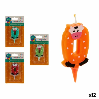 Afbeelding van Kaars dieren Verjaardag Cijfer 0 (12 Stuks)