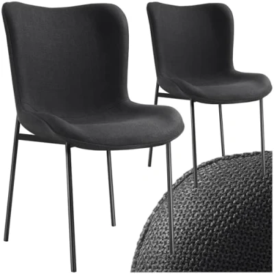 Afbeelding van tectake® 2 x Gestoffeerde stoel eetkamerstoel fluweellook ergonomische vorm hoge rugleuning Draagkracht 120 kg div kleuren (zwart/zwart) stuks