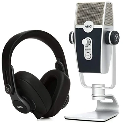 Afbeelding van AKG Pro Audio Podcaster Essentiële set voor streamers, vloggers en gamers, inclusief Lyra USB C microfoon, K371 headset Ableton Lite software