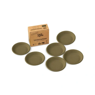 Afbeelding van Fairzone Onderzetters Voor Plantenpotten Rubber Olive 6 Stuks