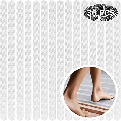 Afbeelding van 36 stuks Badstickers,Antislipstrips voor Bad &amp; Douche set, Transparant Zelfklevend Premium Anti Slip Sticker Set antislip bescherming uw badkamer en trappen 2 x 38CM