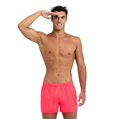 Afbeelding van arena Fundamentals X shorts R Swim Trunks voor heren, Neon Red Dark Olive