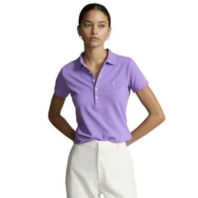 Afbeelding van Ralph Lauren Elastisch slim fit poloshirt voor dames, Paars., M