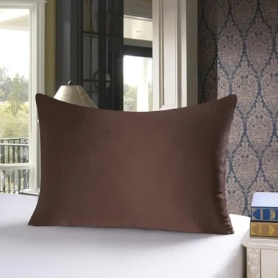 Afbeelding van townssilk Beide Zijkant 100% 19mm Zijden Kussensloop 50x70cm Cover Met Verborgen Rits Bruin