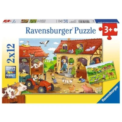 Image de Puzzle Le travail à la ferme Ravensburger 2 x 12 pièces