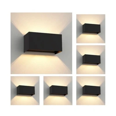 Afbeelding van ledscom.de 6 pièces Applique murale CUBEL pour l&#039;extérieur, IP65, Up /Downlight, noir mat, carré, 2x G9 max. 10W
