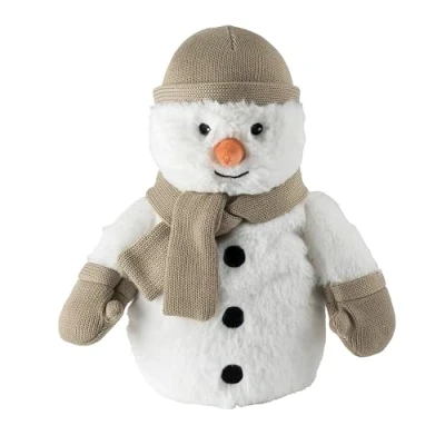 Afbeelding van Warmies Sneeuwpop wit met wanten en shawl warmteknuffel magnetronknuffel