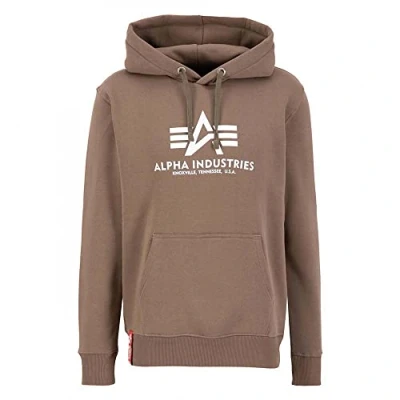 Afbeelding van Alpha Industries Basic FOIL Print Hoodie, Heren, Maat: Small, Taupe