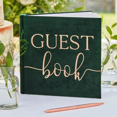 Afbeelding van Ginger Ray Botanical Wedding Gastenboek Green Velvet