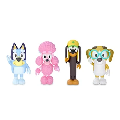 Afbeelding van Bluey Friends BLY01200 Figurenset, vriendengroep van 4 bewegende figuren, inclusief Bluey, Snickers, Honey en Coco, zoals op tv, voor kinderen vanaf 3 jaar, waardevolle spellen, meerkleurig