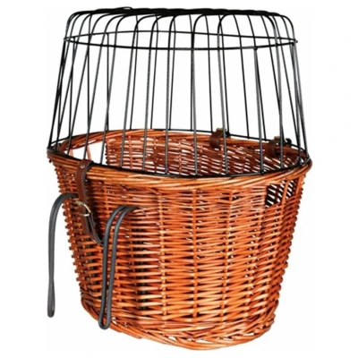 Afbeelding van Trixie Fietsmand Met Draadkoepel Voorop Naturel 44X48X33 CM
