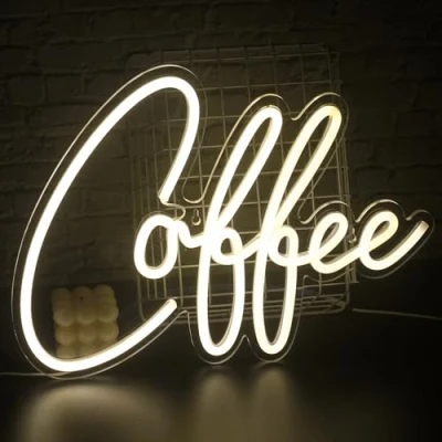 Afbeelding van SIGNSHIP Koffie neon bord, neonbord, voor aan de muur, koffie, letters, neonlicht, warmwit, USB voeding, wanddecoratie, keuken, feest, decoratie, verjaardag, bruiloft, Kerstmis