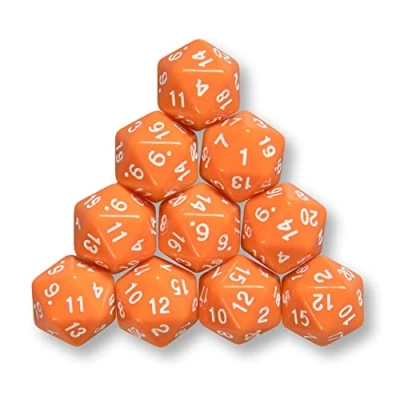 Afbeelding van W20 polyedrische dobbelstenen voor rollenspellen en tafelspelen, oranje, 10 stuks