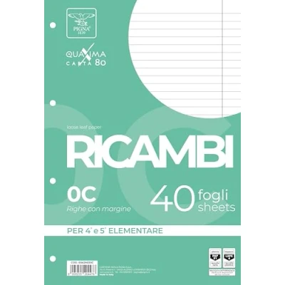 Afbeelding van Pigna 00629030C reserveonderdeel, niet versterkte vervanging, liniatuur 0C, lijnen voor 4 en 5 element, 80g/m² papier, 40 vellen