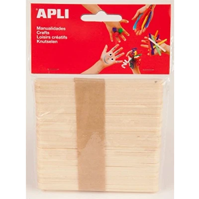 Afbeelding van Apli Houten Sticks, Blister Met 50 Stuks Knutselmateriaal