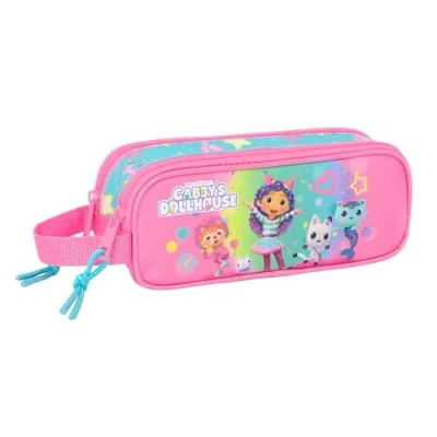 Image de Safta GABBY&#039;S DOLLHOUSE CONFETTI Trousse double enfant, idéale pour les enfants d&#039;âge scolaire, confortable et polyvalente, qualité résistance, 21 x 6 8 cm, Rose/Turquoise, M, Décontracté