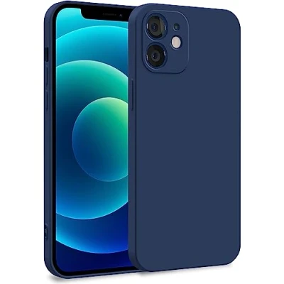 Afbeelding van MyGadget Beschermhoes compatibel met Apple iPhone 12, zachte en soepele hoes van TPU, microvezelvoering, extra dun licht, donkerblauw