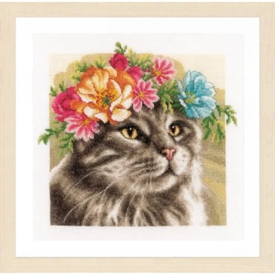 Afbeelding van Main Coon met Bloemenkrans Aida Lanarte Telpakket PN 0191867