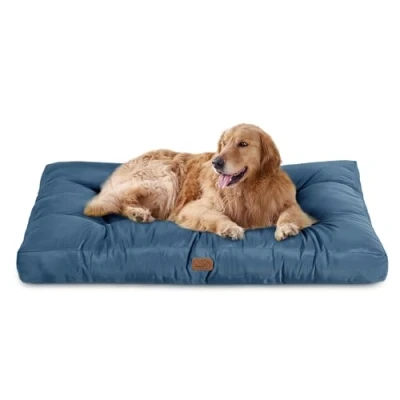 Afbeelding van BEDSURE Hondenkussen voor grote honden, wasbaar, 111 x 89 cm, waterdicht, XXL, en middelgrote gevoerde mat buiten, donkerblauw, 10 cm hoog