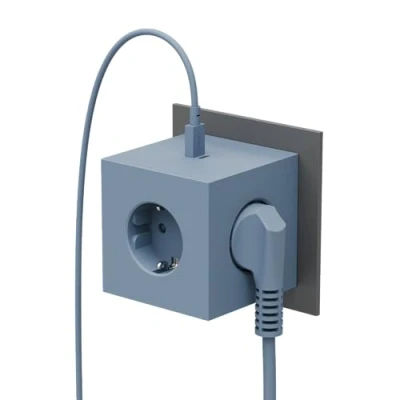 Image de Avolt Square 2 Socket Extender w/30W Dual USB C Shark Blue
