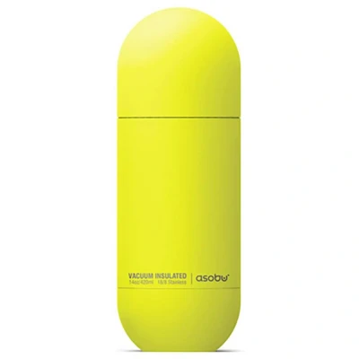 Afbeelding van Asobu Orb Water Bottle Geel Reisfles Roestvrij Staal Inhoud 420 ml Levenslange Garantie