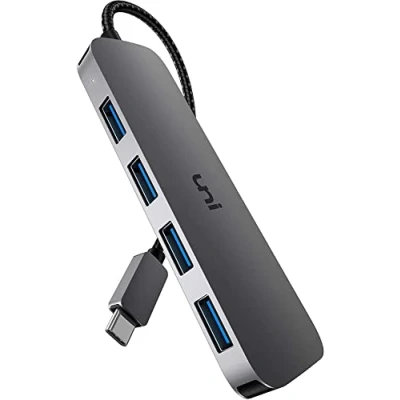 Afbeelding van uni USB C hub met 4 ultradunne 3.0 poorten van aluminium voor MacBook Pro/Air, iPad Dell XPS, Surface Book, iPhone 15 Series enz.