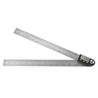 Afbeelding van Digitale hoekliniaal 2 in 1 Hoek Finder 0 300 mm 360 roestvrij staal elektronische gradenboog goniometer liniaal LCD scherm met vergrendelingsfunctie