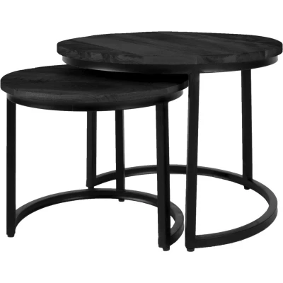 Afbeelding van Industriële Salontafel Set van 2 Jelle Zwart Mangohout