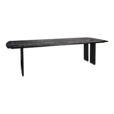 Afbeelding van PTMD Liber Black mango wood dining table 280cm gold leg