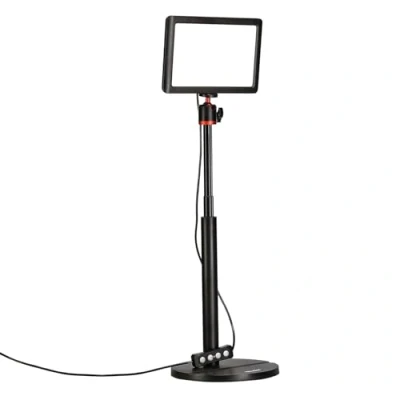 Afbeelding van Rollei Lumis Key Light led videolamp met tafelstatief afstandsbediening op de kabel voor verlichting van videostreams en conferenties 28555 zwart