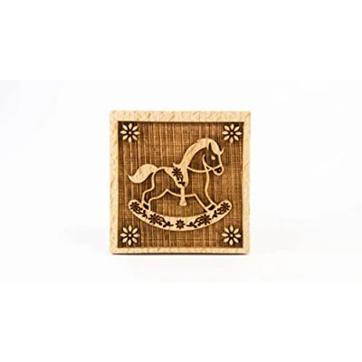 Afbeelding van Folkroll Koekjesstempel Rocking Horse Vierkant Hout