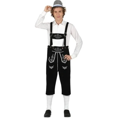 Afbeelding van Fiestas Guirca Lederhose Tyrolean Zwart/ wit maat L (52 54)