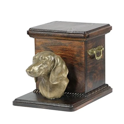 Afbeelding van Dachshund urn hond met beeldje elegante voor hondenas