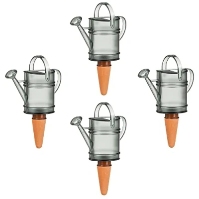 Afbeelding van Scheurich Nelly Waterdispenser, 4 x grijs, inhoud 110 ml, kleine irrigatiebal met geluidsvoet, waterdispenser voor planten en bloemen, terracotta handvat