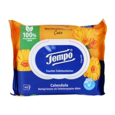 Afbeelding van Tempo® 42 vel Vochtig toiletpapier Calendula zacht en verzorgend