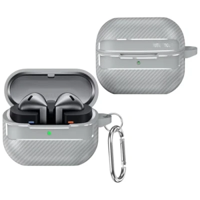 Afbeelding van YKNIUFLY Bluetooth hoofdtelefoon, compatibel met Samsung Galaxy Buds 3/Buds 3 Pro, zacht TPU, 360 graden rondom bescherming, Pro (grijs)