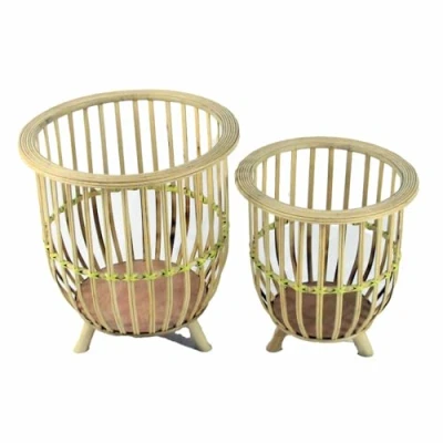 Afbeelding van Plantenbakkenset DKD Home Decor 35 x 37 cm Natuurlijk Lichtbruin Bamboe