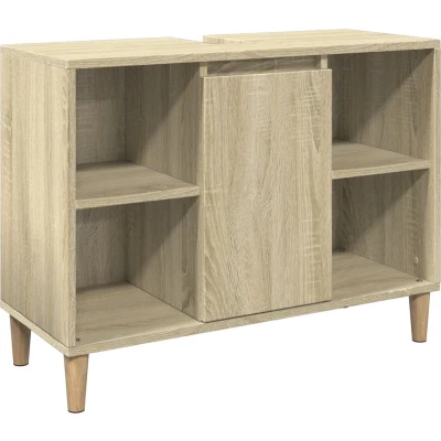 Afbeelding van Badkamerkast 80x33x60 cm bewerkt hout sonoma eikenkleurig