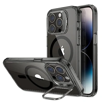 Afbeelding van ESR iPhone 14 Pro magnetische hoes met MagSafe compatibele standaard, militaire bescherming, geïntegreerde camera ring, klassieke transparante standaard HaloLock, zwart