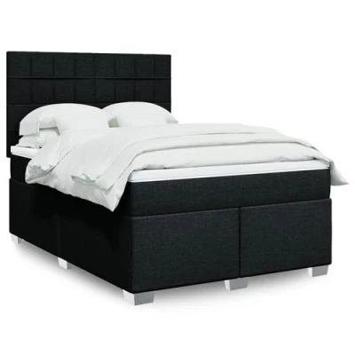 Image de vidaXL Sommier à lattes de lit avec matelas Noir 140x200 cm Tissu